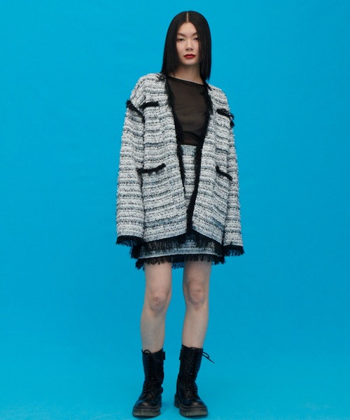 LE CIEL BLEU ツイードニットミニスカート / Tweed Knit LE CIEL BLEU スカート ツイードニットミニスカート / Tweed