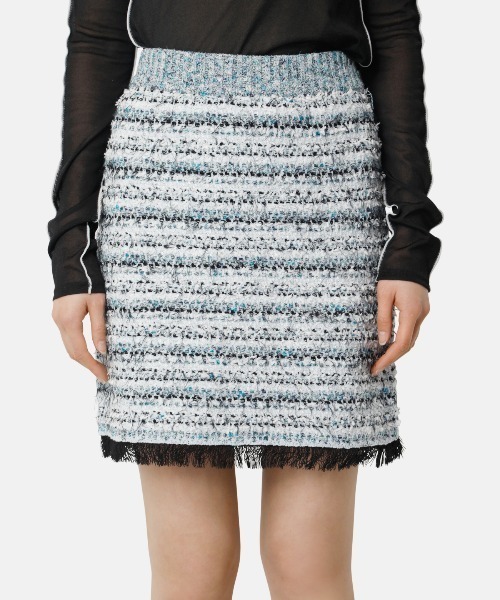 LE CIEL BLEU ツイードニットミニスカート / Tweed Knit LE CIEL BLEU スカート ツイードニットミニスカート / Tweed