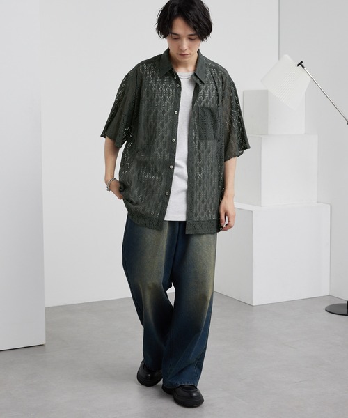 MONO-MART（モノマート） シャツ レースシアールーズ半袖シャツ メンズ