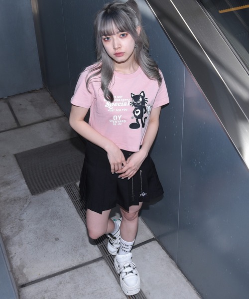 OY tシャツ 「OY/オーワイ」BLACK CAT CROP/ブラックキャット