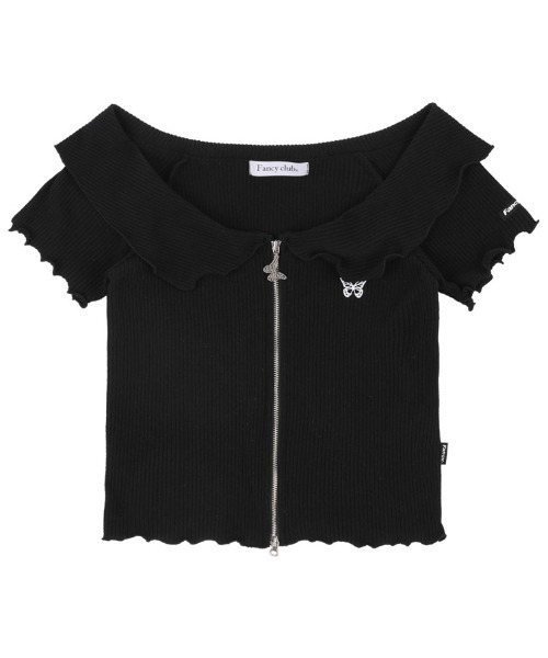 tシャツ A'GEM/9 × .kom「 FANCY CLUB/ファンシークラブ」NAVID 2 WAY OFFSHOULDER COLLAR ZIP FANCY CLUB tシャツ A'GEM/9 × .kom「 CLUB/ファンシークラブ