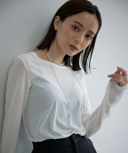トップス anuans アニュアンス anuans ギャザードレープカットトップス （GREY