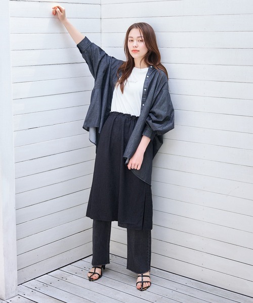 新品◆ガウディ◆人気フリルスリーヴ＆ビジューロゴ！美形”黒コットンＴシャツ！M qumerry.（キュメリ）の「【GOODROCKSPEED】LIFEフリルトップス