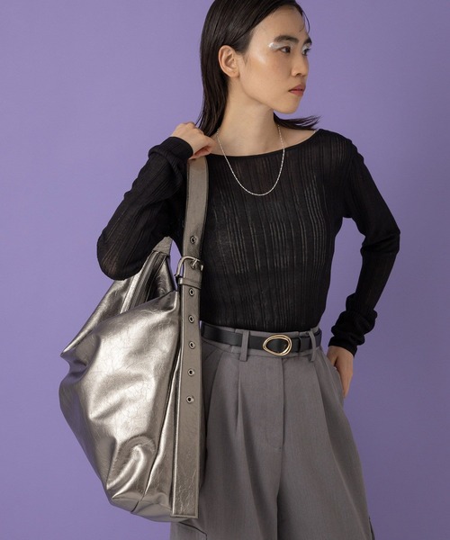 ニット セーター 「eL」14G Random Stripe Sheer Pullover