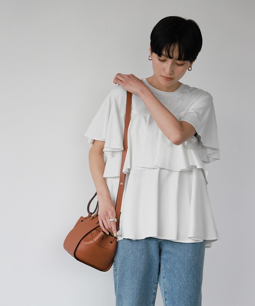 selectshop K  ティアードフレアトップス　ブラック selectshop K ティアードフレアトップスブラック