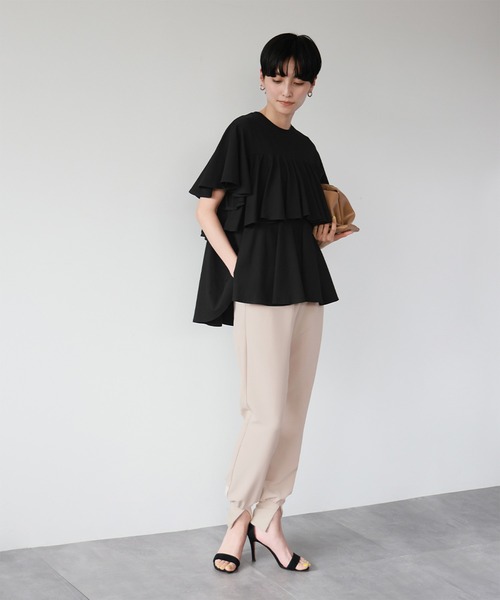 ELFRANK tシャツ フレアスリーブティアードトップス「洗える