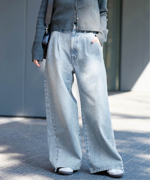 ジャーナルスタンダード2タックワイドデニムパンツ　ブルー JOURNAL STANDARD ジーンズ デニム デニムパンツ 「追加」2