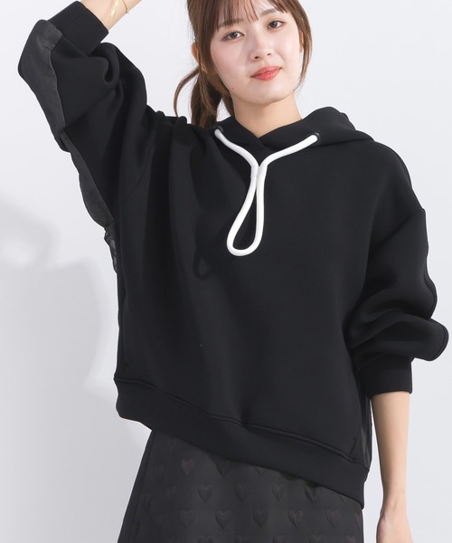 tシャツ Tシャツ LUGIVa フロントZIPプルオーバー LUGIVA（ルギヴァ） パーカー 異素材切り替えフーディー レディース