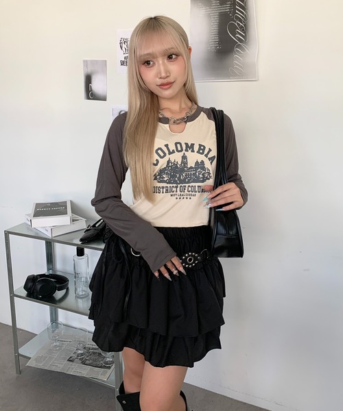 lilful tシャツ ヴィンテージ ロゴ ラグラン ショート丈 長袖