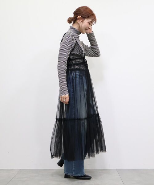BCBG MAXAZRIA プリーツ ティアード チュール ブラック　ワンピース BCBG MAXAZRIA プリーツ ティアード チュール ブラック