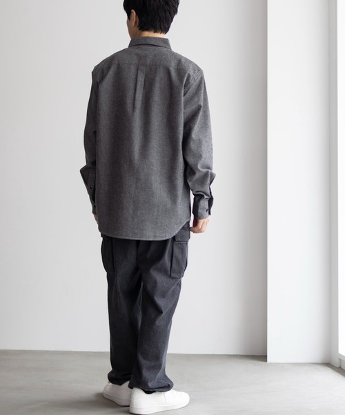 lownn / 長袖シャツ/44/ウール/NVY/無地 NAVY シャツ ネル無地シャツ メンズ レディース : ZOZOTOWN Yahoo!店