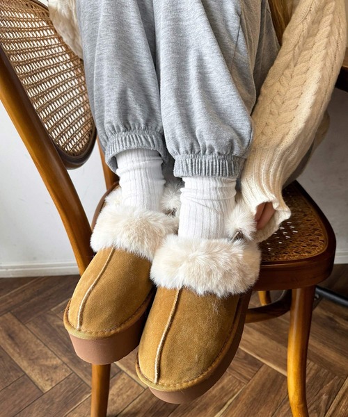 shopnikoniko（ショップにこにこ） スリッポン ムートンスリッパ