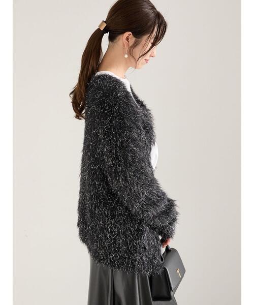 Te chichi カーディガン ラメロングシャギーニット レディース