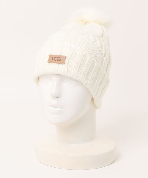 新品UGG ケーブルビーニーニット帽 UGG（アグ） ニット帽 Cable Beanie with Pom ケーブル ビーニー