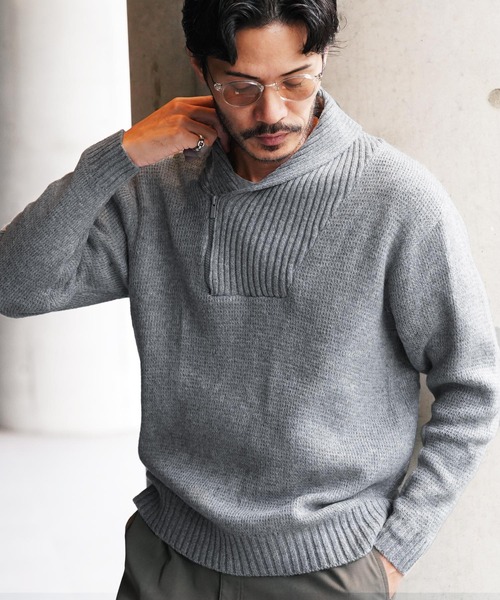 90sKENZOケンゾーハーフジップニットセーターメンズ長袖L相当 ケンゾーオム KENZO HOMME ハーフジップ 長袖 プルオーバー ニット