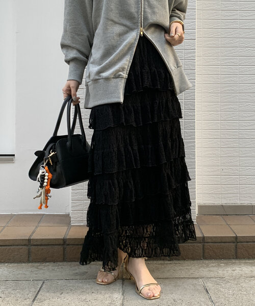 DouDou スカート レースティアードスカート : ZOZOTOWN Yahoo!店