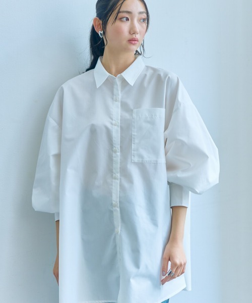 ブラウス シャツ 高身長　ワイドシャツ（トールサイズ）Essenave レディース