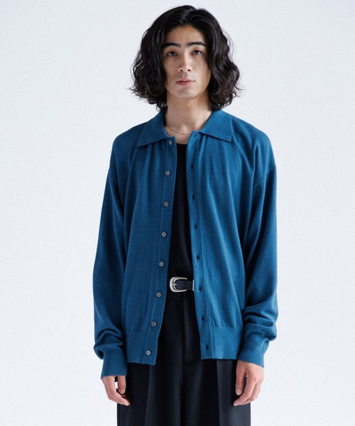 WYM KNIT SHIRT CARDIGAN ニットポロ カーディガン 短丈 SINSS カーディガン Knit polo cardigan / ニットポロ