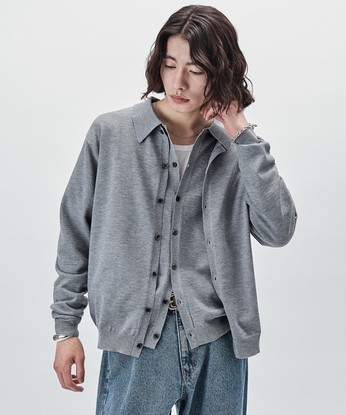 SINSS カーディガン Knit polo cardigan / ニットポロカーディガン
