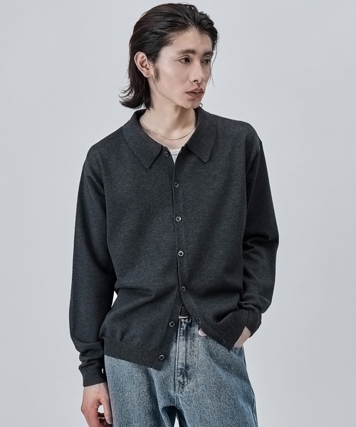 mfpen ニットポロカーディガン　サイズS SINSS カーディガン Knit polo cardigan / ニットポロカーディガン