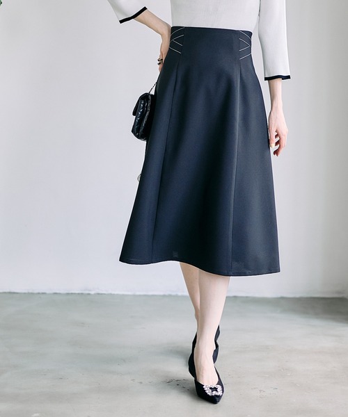 ナゴンスタンス クロス フレアJumper skirt ブラック nagonstans(ナゴンスタンス)｜6/4クロス タックバルーンSK/スカート