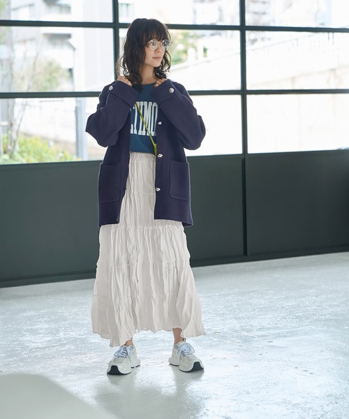 STYLE DELI スカート コットン質感ワッシャーティアードスカート