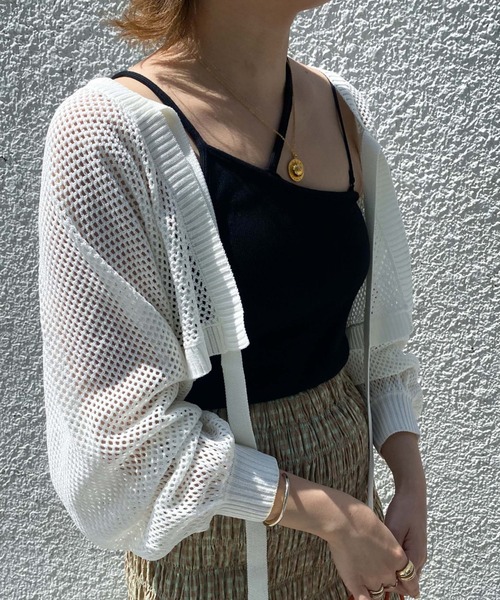 「archives」 ニットボレロ MEDIUM オフホワイト レディース_画像3