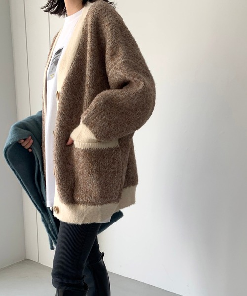 「CANAL JEAN」 ニットカーディガン 38 ベージュ レディース_画像2