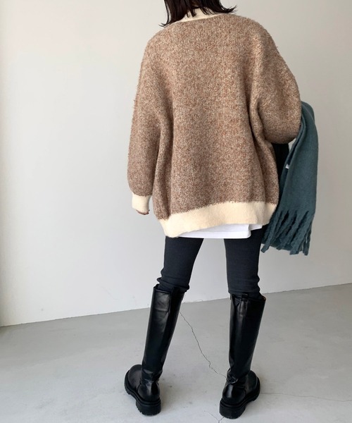 「CANAL JEAN」 ニットカーディガン 38 ベージュ レディース_画像3