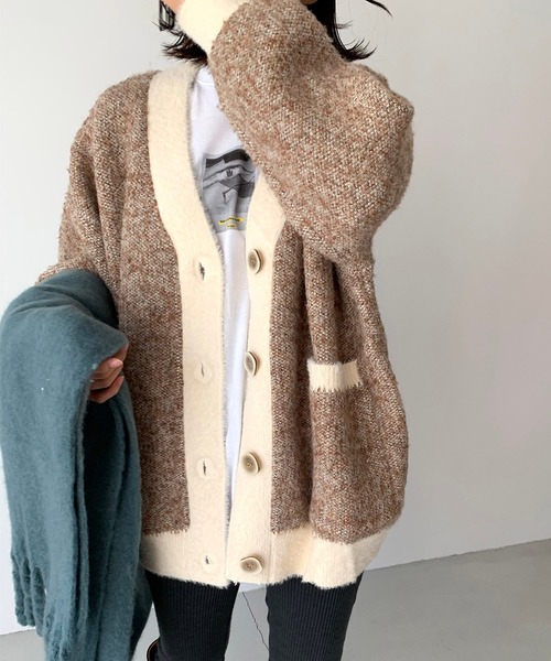 「CANAL JEAN」 ニットカーディガン 38 ベージュ レディース_画像4