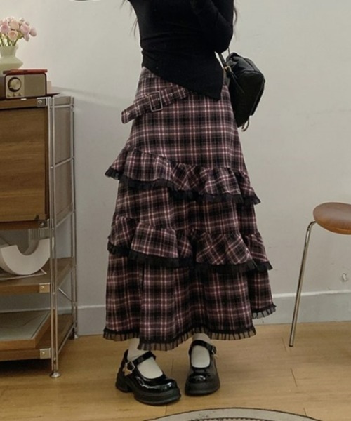 【2万円】チェックtweed Design スカート gossip!ロサンゼルス スカート Y2Kヴィンテージ風 チェック柄