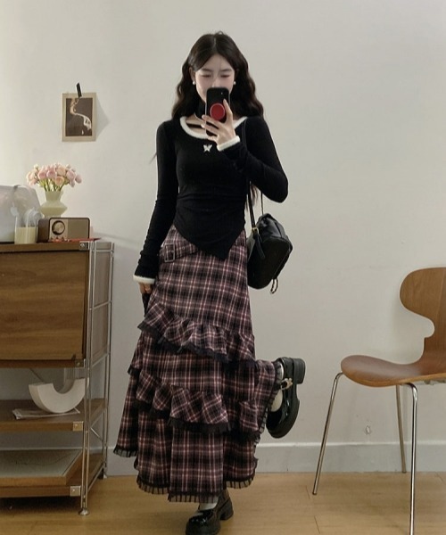 BURBERRY ティアード ミニスカート チェック柄 Y2K 68753 gossip!ロサンゼルス スカート Y2Kヴィンテージ風 チェック柄