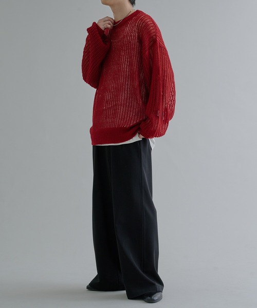 epnok セーター ニット モヘアライクメッシュルーズニット メンズ