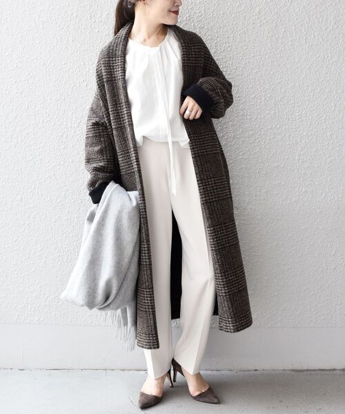 SHIPS（シップス） ノーカラーコート ONE SIZE ブラウン レディース