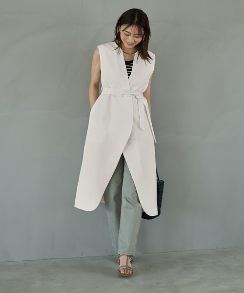 ベスト ジレ 「LUXE」フロントカーブロングジレ レディース