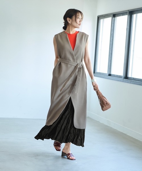 ベスト ジレ 「LUXE」フロントカーブロングジレ レディース STYLE DELI ベスト ジレ 「LUXE」フロントカーブロングジレ