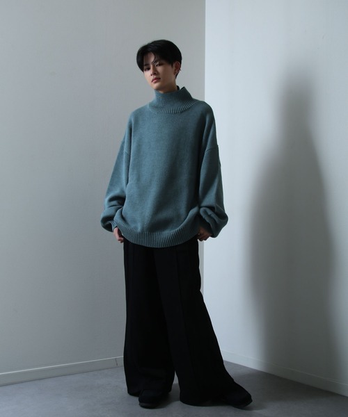 「Nilway」 タートルネックニット LARGE グリーン メンズ_画像4