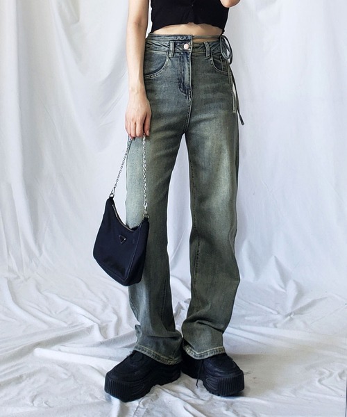 [me+em select] обработка Denim брюки MEDIUM голубой женский 