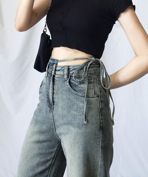 [me+em select] обработка Denim брюки MEDIUM голубой женский 