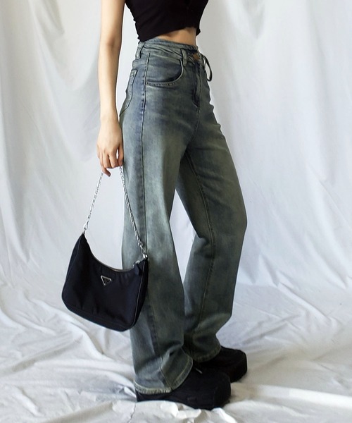 [me+em select] обработка Denim брюки MEDIUM голубой женский 