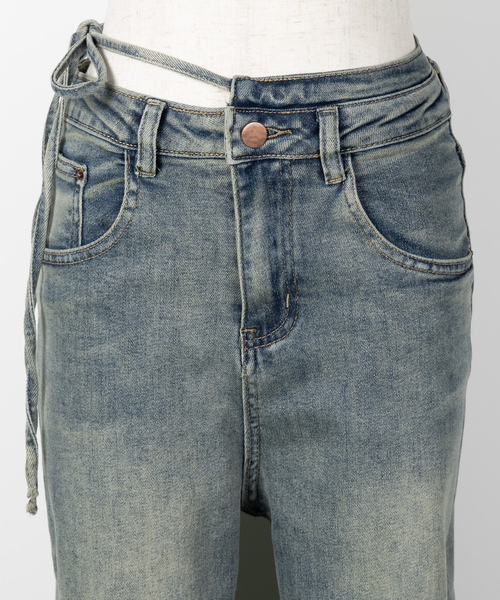 [me+em select] обработка Denim брюки MEDIUM голубой женский 