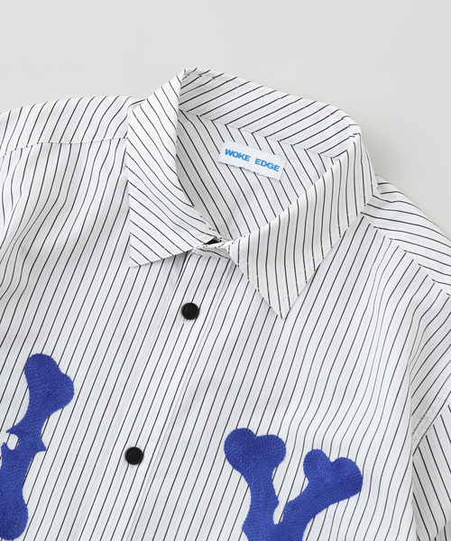 WOKE EDGE（ウォークエッジ） シャツ NY GLIT STRIPE SHIRT メンズ