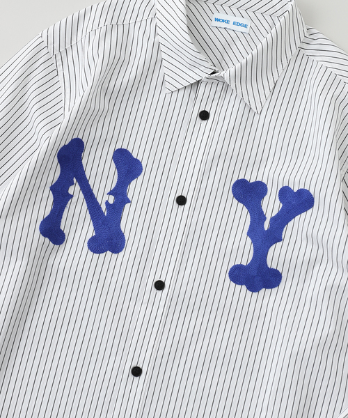 WOKE EDGE（ウォークエッジ） シャツ NY GLIT STRIPE SHIRT メンズ