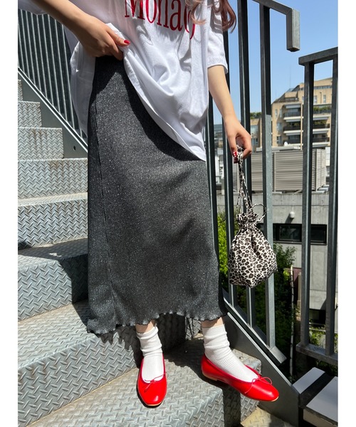 「WC」 ニットスカート FREE シルバー レディース_画像2