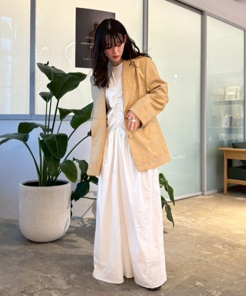 ワンピース mai セール】 ニットドッキング5分袖ワンピース≪手洗い可能≫ （ロング
