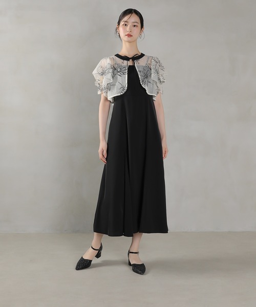 フレアスリーブボレロ花柄刺繍マーメイドドレス結婚式パーティー二次会成人式デート Leja ドレス 「LEJA」フレアスリーブボレロ花柄刺繍マーメイド