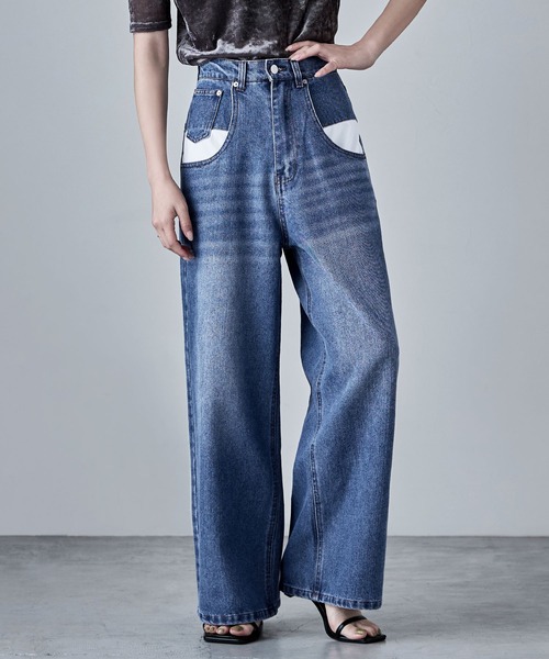 パンツ etoll. Raw DENIM waist tuck wide pants M パンツ etoll. Raw