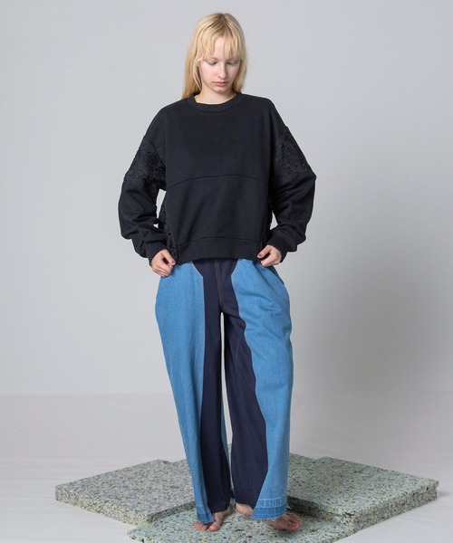 AULA デニム リメイク トップス トレーナー アウラ アウラアイラ AULA AILA（アウラ アイラ） tシャツ 別注DENIM COMBINATION PULLOVER
