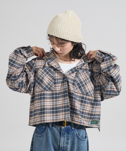 ブラウス シャツ Foxfire × FREAK'S STORE/フォックスファイヤー 別注 フード付き ネルシャツ レディース | FREAK'S STORE