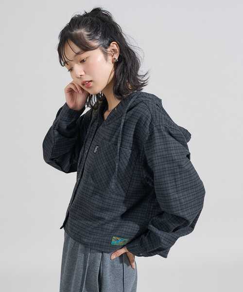 ブラウス シャツ Foxfire × FREAK'S STORE/フォックスファイヤー 別注 フード付き ネルシャツ レディース | FREAK'S STORE | 02